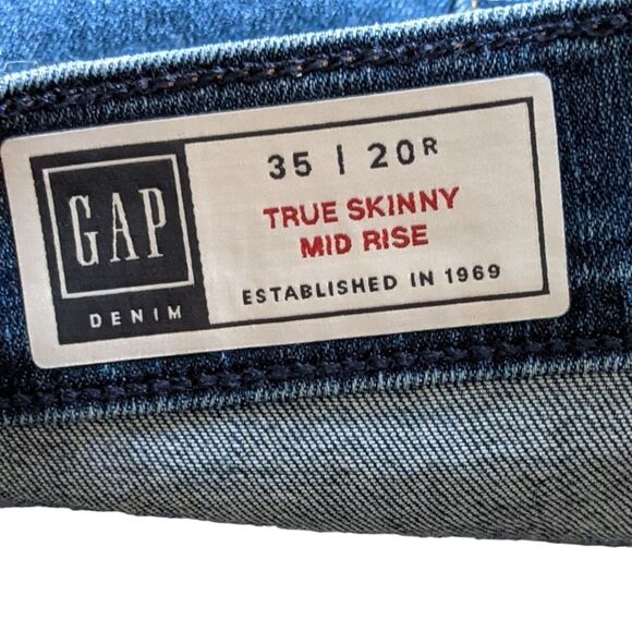 NEW GAP true skinny mid rise medium indigo stretch women's size 35/ 20R - Picture 3 of 12